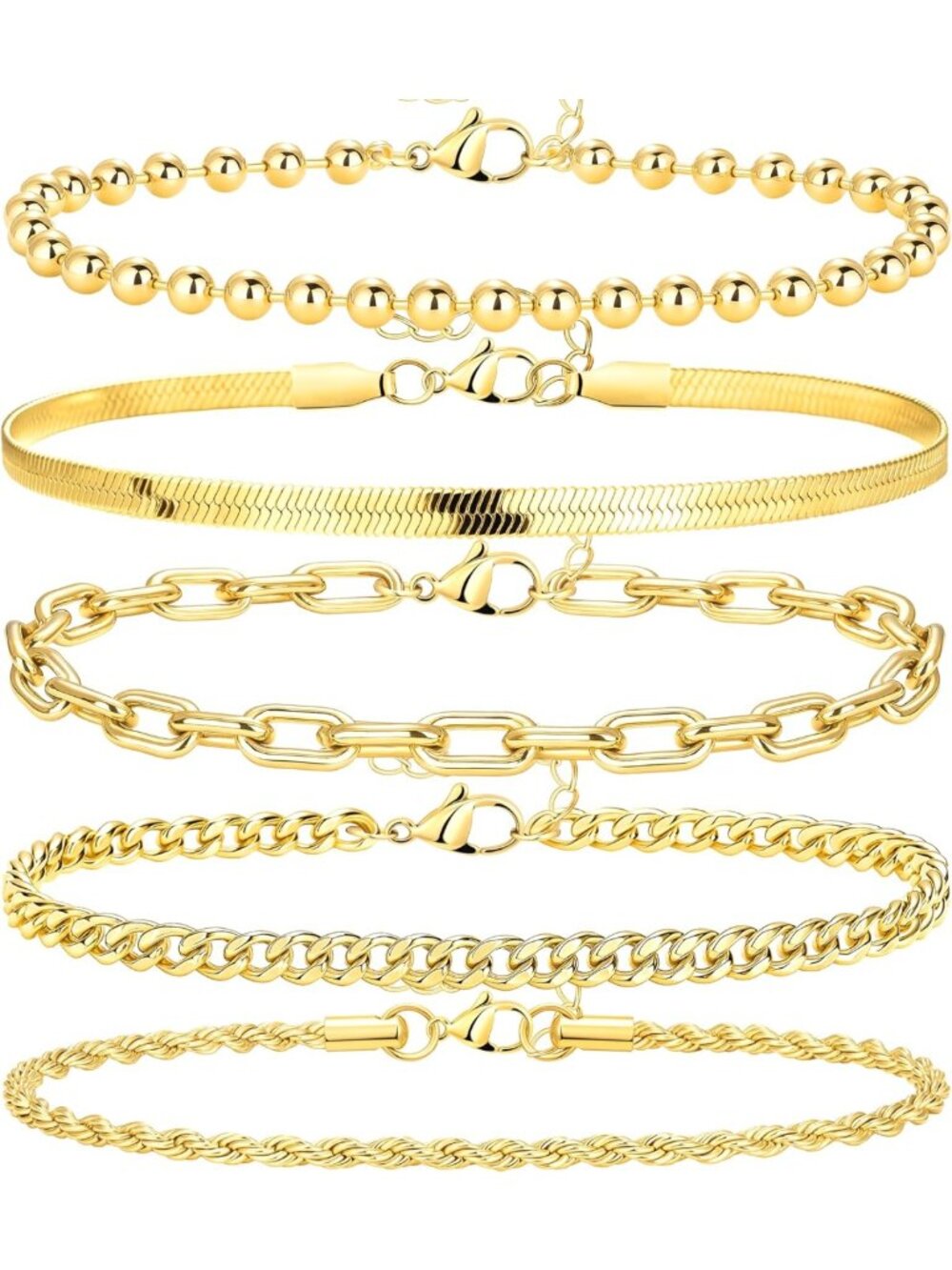 Extra Large Waterproof Anklets for Women - 14K Gold Plated Plus Size Beach